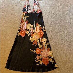 Multi Colored Floral & Black Kimono Robe & Negligee by Luciano Dante Size M